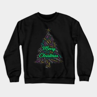 Christmas Tree Wordcloud for Darker Backgrounds Crewneck Sweatshirt